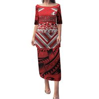 Custom Tonga Rugby Family Matching Puletasi and Hawaiian Shirt Tonga Sipi Tau Ngatu Tribal Pattern LT9 Mom's Dress Red - Polynesian Pride