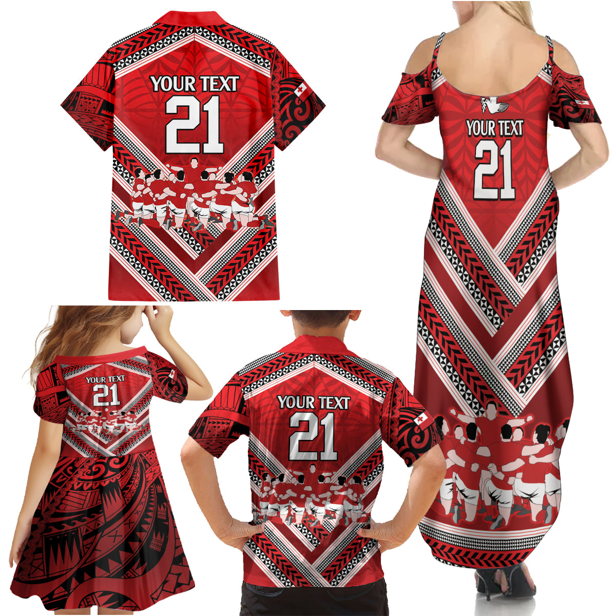 Custom Tonga Rugby Family Matching Summer Maxi Dress and Hawaiian Shirt Tonga Sipi Tau Ngatu Tribal Pattern LT9 - Polynesian Pride