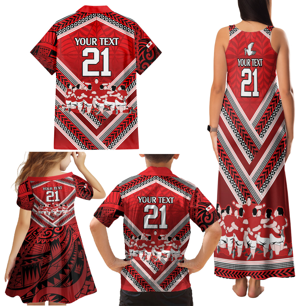 Custom Tonga Rugby Family Matching Tank Maxi Dress and Hawaiian Shirt Tonga Sipi Tau Ngatu Tribal Pattern LT9 - Polynesian Pride