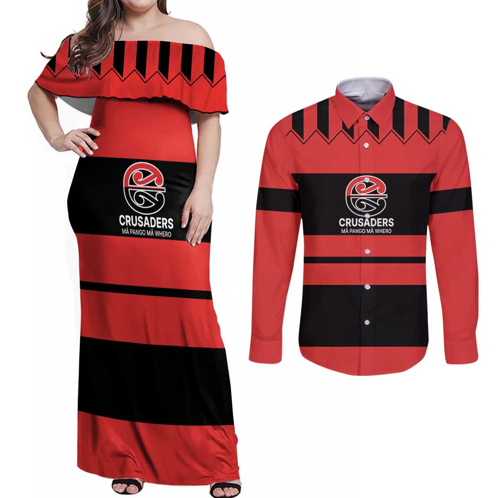 New Zealand Rugby Pacific Custom Couples Matching Off Shoulder Maxi Dress and Long Sleeve Button Shirt Whatumoana Classic Retro 2025