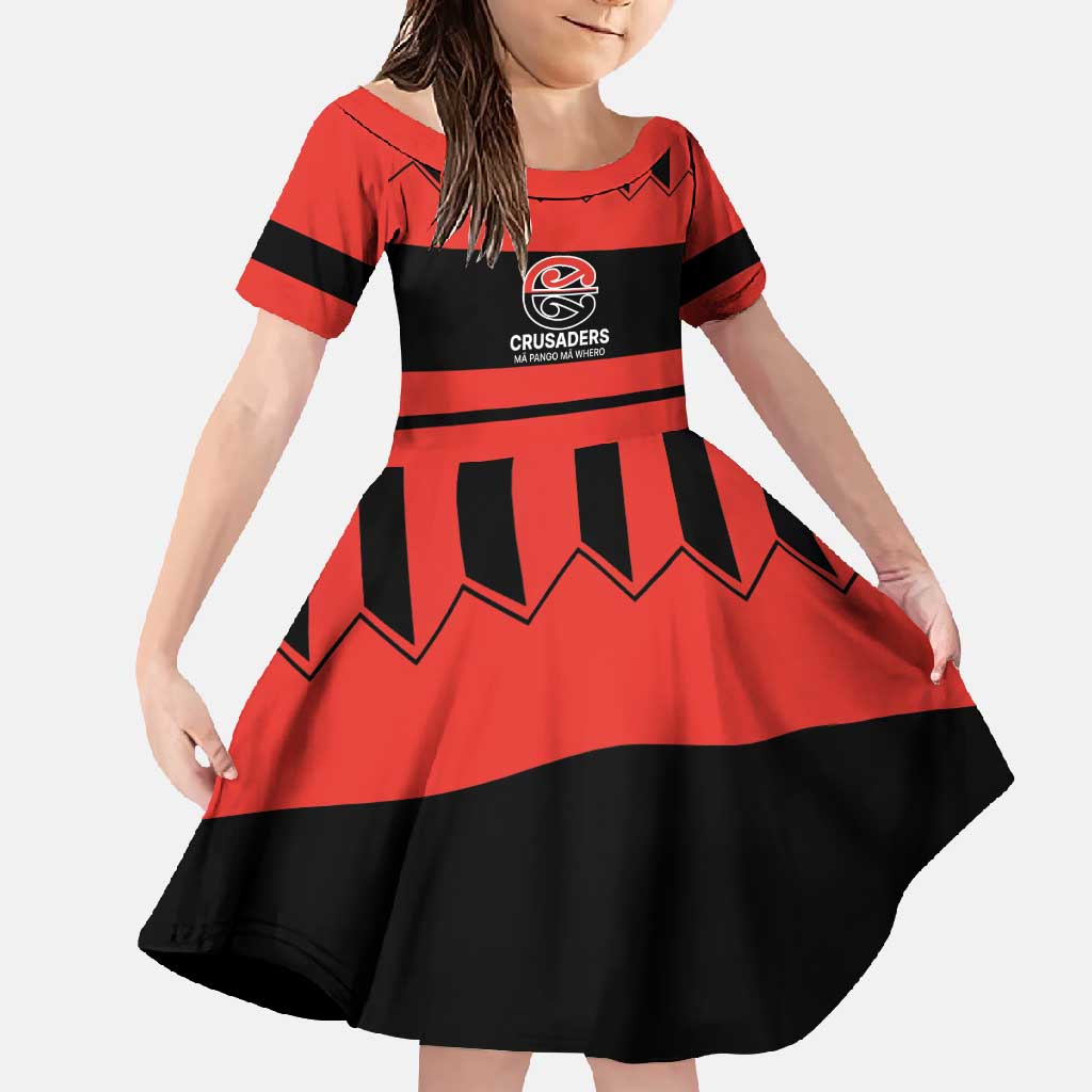 New Zealand Rugby Pacific Custom Family Matching Off Shoulder Maxi Dress and Hawaiian Shirt Whatumoana Classic Retro 2025 LT9 Daughter's Dress Red - Polynesian Pride