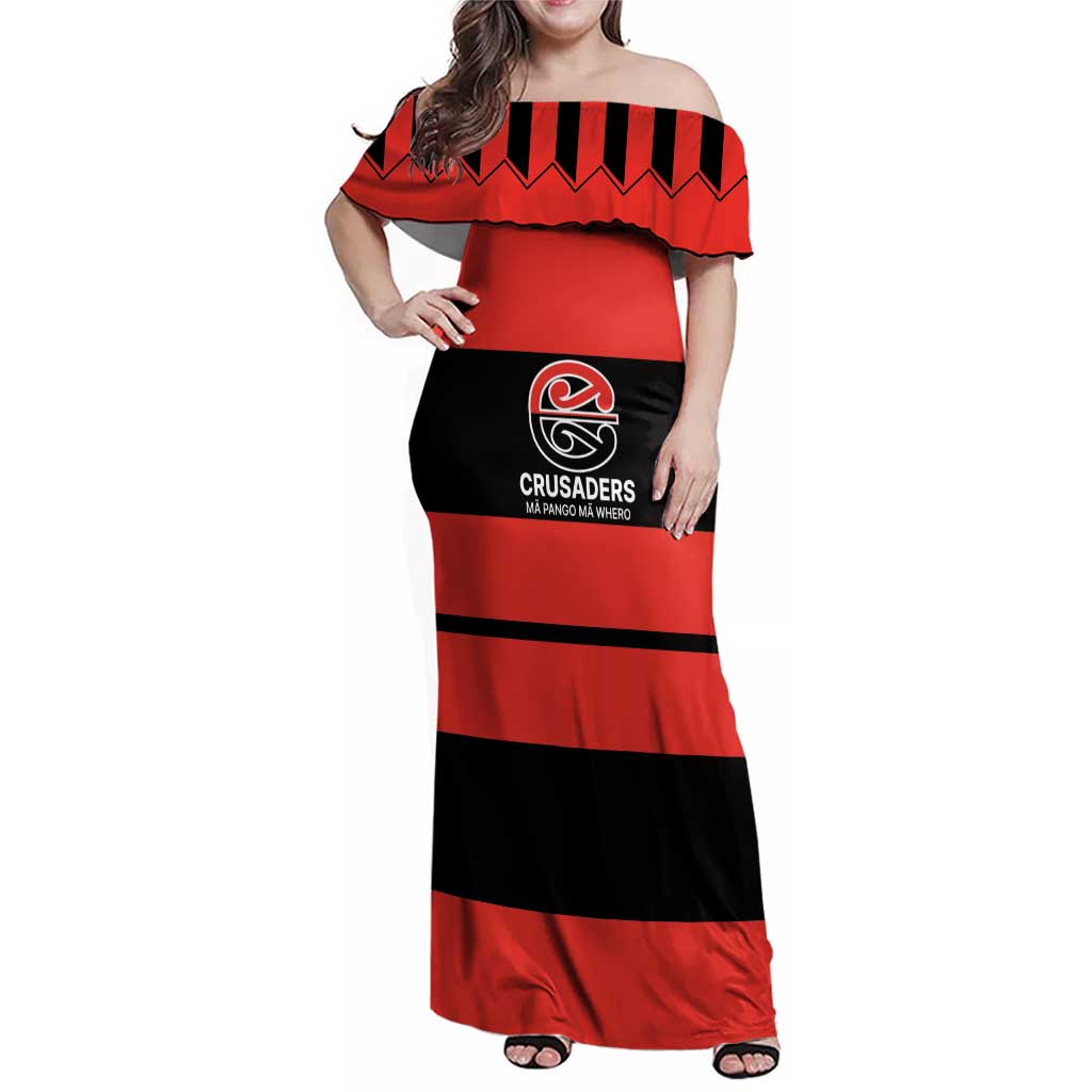 New Zealand Rugby Pacific Custom Family Matching Off Shoulder Maxi Dress and Hawaiian Shirt Whatumoana Classic Retro 2025 LT9 Mom's Dress Red - Polynesian Pride