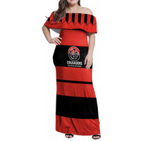 New Zealand Rugby Pacific Custom Family Matching Off Shoulder Maxi Dress and Hawaiian Shirt Whatumoana Classic Retro 2025 LT9 Mom's Dress Red - Polynesian Pride
