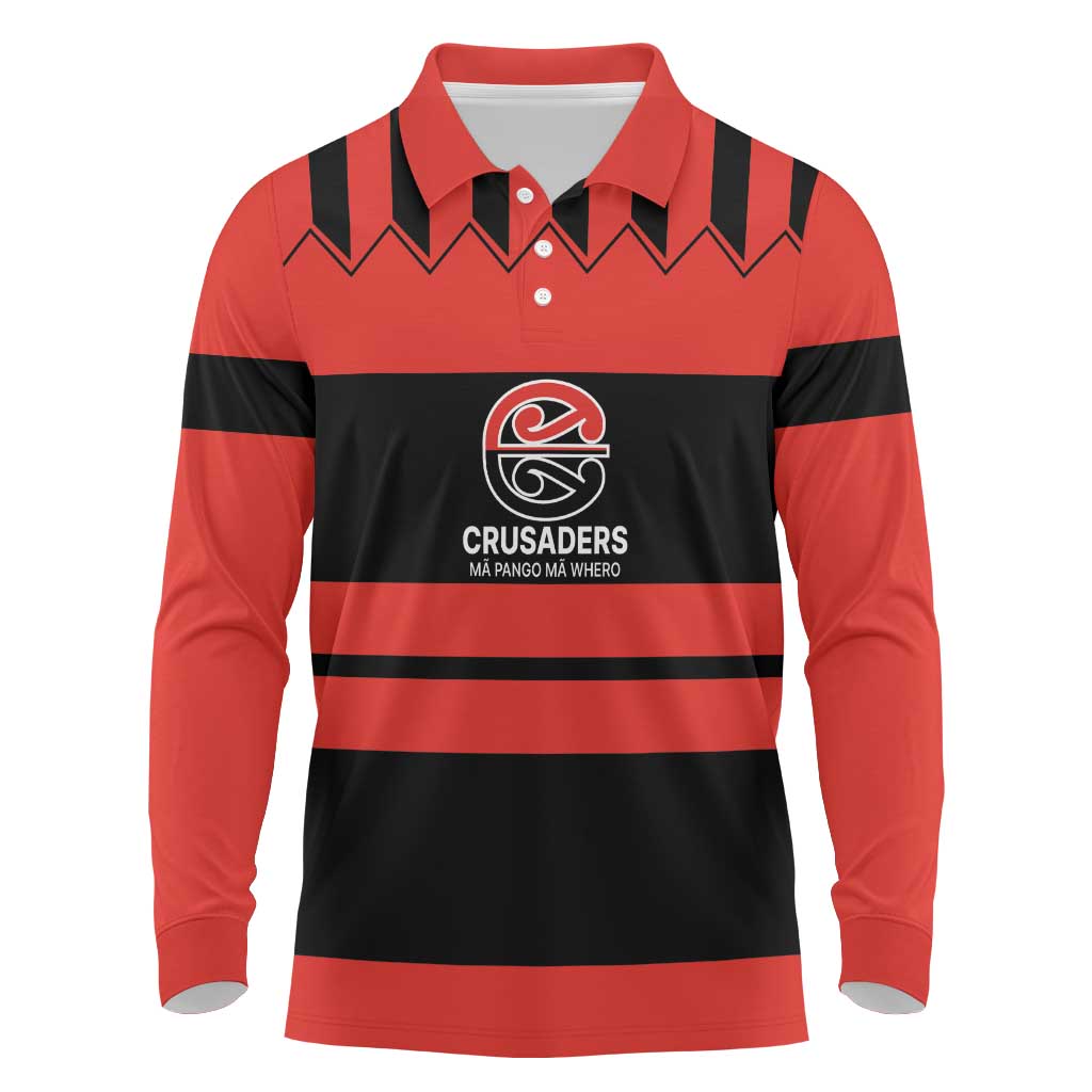 New Zealand Rugby Pacific Custom Long Sleeve Polo Shirt Whatumoana Classic Retro 2025 LT9 Red - Polynesian Pride