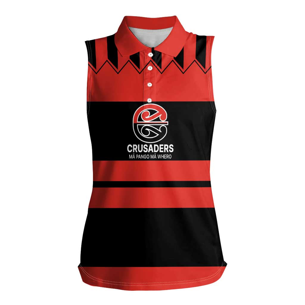 New Zealand Rugby Pacific Custom Women Sleeveless Polo Shirt Whatumoana Classic Retro 2025 LT9 Female Red - Polynesian Pride
