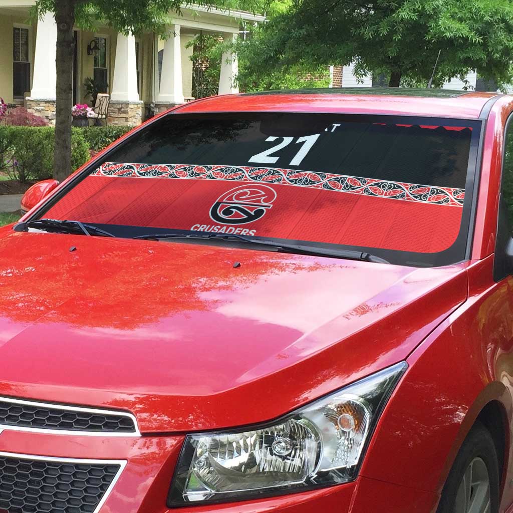 New Zealand Rugby Pacific Custom Auto Sun Shade Whatumoana Maori Kowhaiwhai Pattern - Polynesian Pride