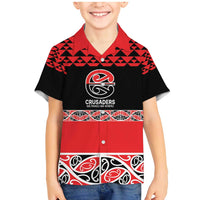 New Zealand Rugby Pacific Custom Family Matching Mermaid Dress and Hawaiian Shirt Whatumoana Maori Kowhaiwhai Pattern LT9 Son's Shirt Blue - Polynesian Pride