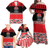 New Zealand Rugby Pacific Custom Family Matching Off Shoulder Maxi Dress and Hawaiian Shirt Whatumoana Maori Kowhaiwhai Pattern LT9 - Polynesian Pride