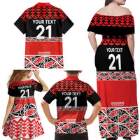 New Zealand Rugby Pacific Custom Family Matching Off Shoulder Maxi Dress and Hawaiian Shirt Whatumoana Maori Kowhaiwhai Pattern LT9 - Polynesian Pride