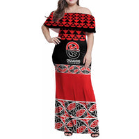 New Zealand Rugby Pacific Custom Family Matching Off Shoulder Maxi Dress and Hawaiian Shirt Whatumoana Maori Kowhaiwhai Pattern LT9 Mom's Dress Blue - Polynesian Pride