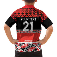 New Zealand Rugby Pacific Custom Family Matching Off Shoulder Short Dress and Hawaiian Shirt Whatumoana Maori Kowhaiwhai Pattern