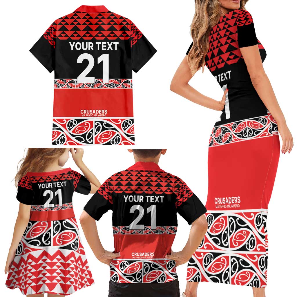 New Zealand Rugby Pacific Custom Family Matching Short Sleeve Bodycon Dress and Hawaiian Shirt Whatumoana Maori Kowhaiwhai Pattern LT9 - Polynesian Pride