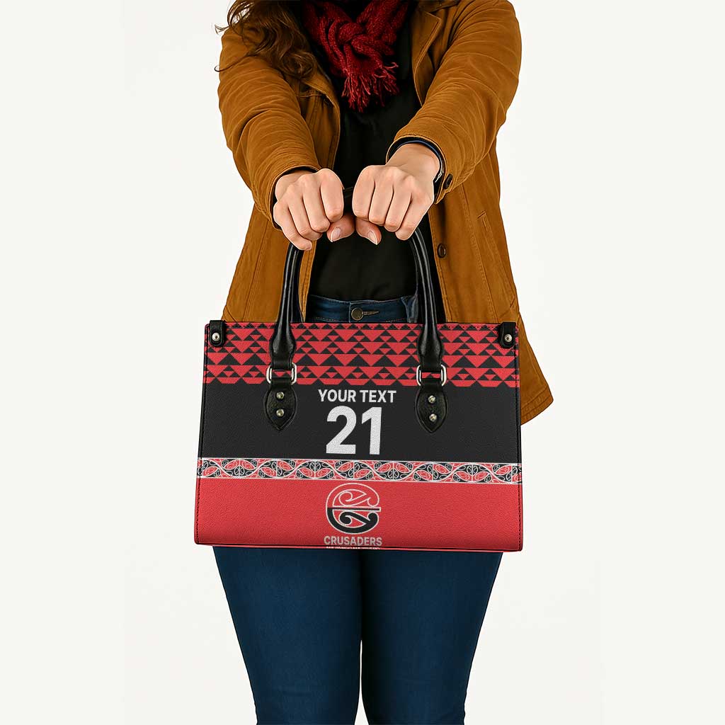 New Zealand Rugby Pacific Custom Leather Bag Whatumoana Maori Kowhaiwhai Pattern - Polynesian Pride