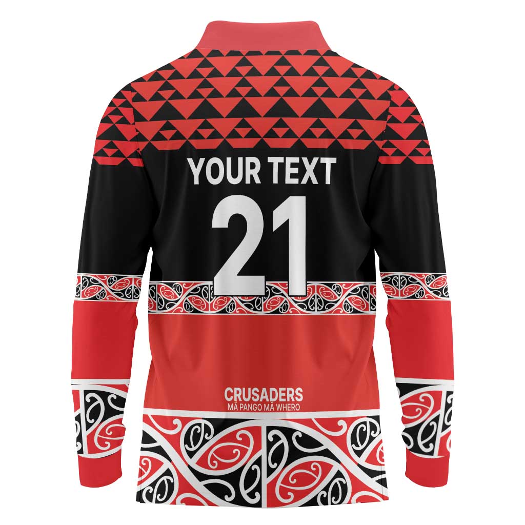 New Zealand Rugby Pacific Custom Long Sleeve Polo Shirt Whatumoana Maori Kowhaiwhai Pattern LT9 - Polynesian Pride