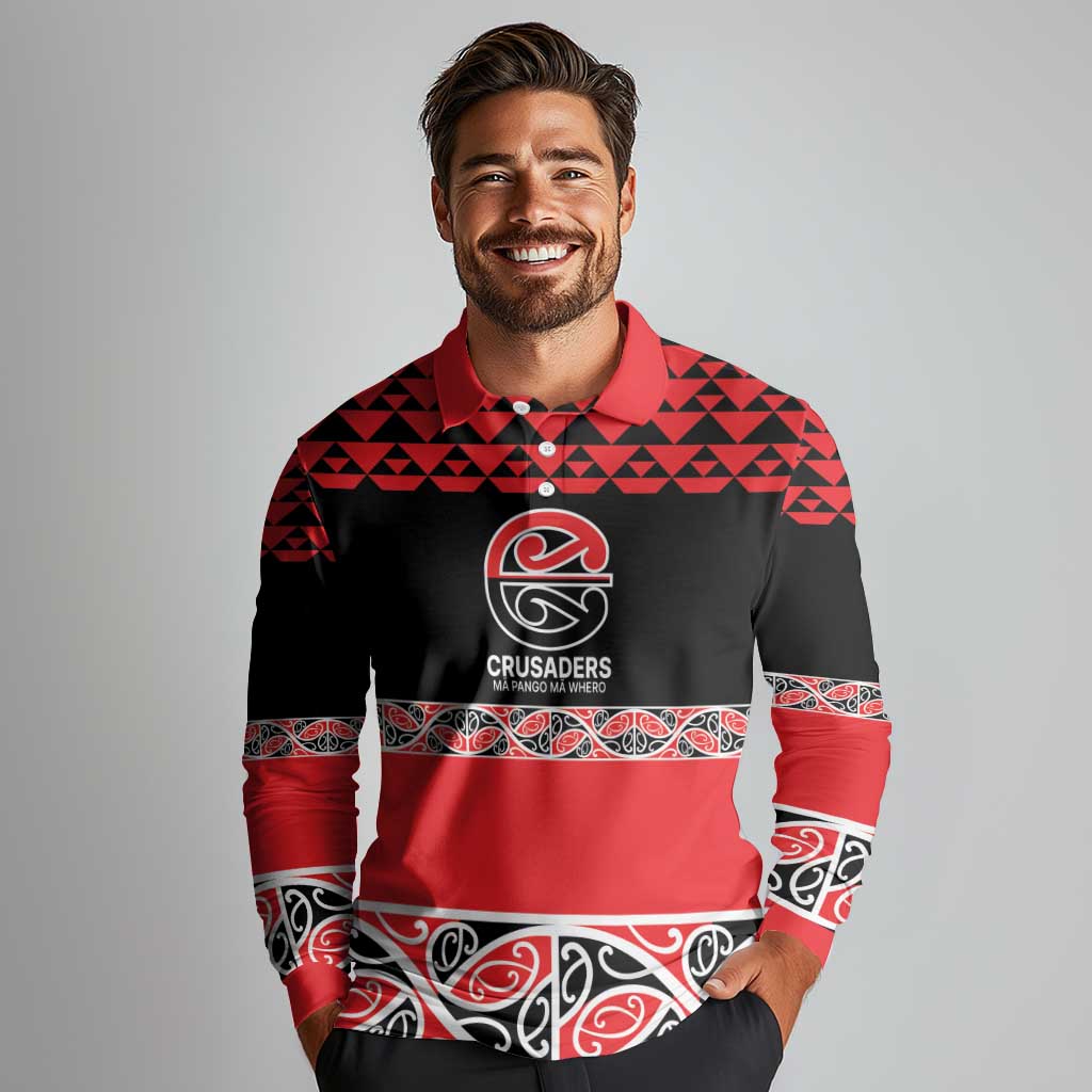 New Zealand Rugby Pacific Custom Long Sleeve Polo Shirt Whatumoana Maori Kowhaiwhai Pattern LT9 - Polynesian Pride