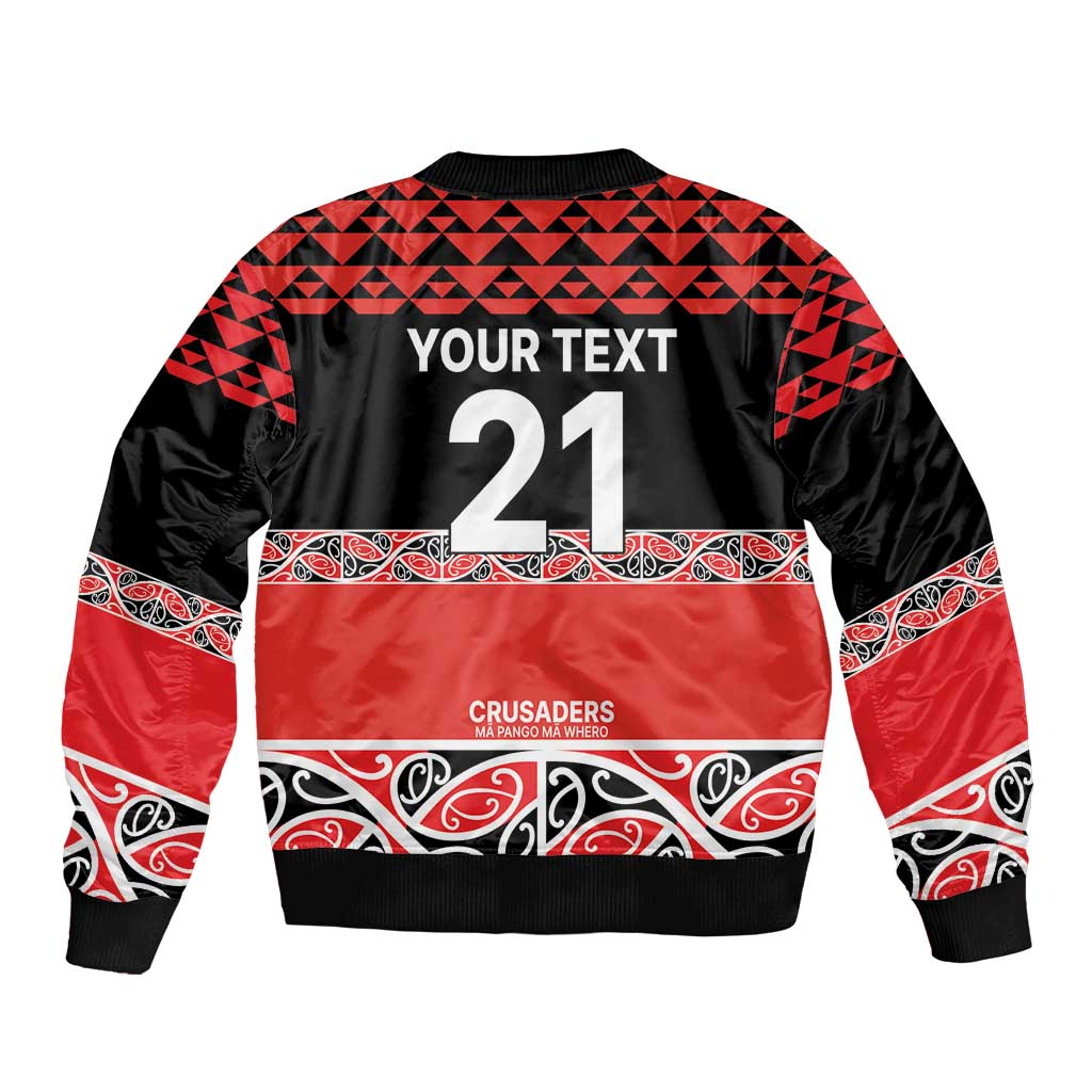 New Zealand Rugby Pacific Custom Sleeve Zip Bomber Jacket Whatumoana Maori Kowhaiwhai Pattern