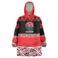 New Zealand Rugby Pacific Custom Wearable Blanket Hoodie Whatumoana Maori Kowhaiwhai Pattern LT9 One Size Blue - Polynesian Pride
