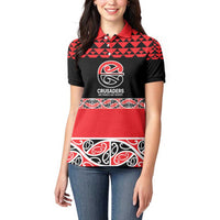 New Zealand Rugby Pacific Custom Women Polo Shirt Whatumoana Maori Kowhaiwhai Pattern LT9 - Polynesian Pride