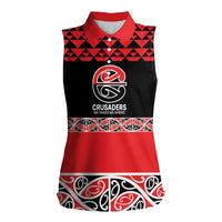 New Zealand Rugby Pacific Custom Women Sleeveless Polo Shirt Whatumoana Maori Kowhaiwhai Pattern LT9 Female Blue - Polynesian Pride