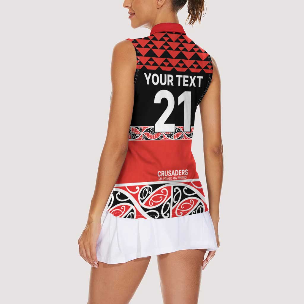 New Zealand Rugby Pacific Custom Women Sleeveless Polo Shirt Whatumoana Maori Kowhaiwhai Pattern LT9 - Polynesian Pride