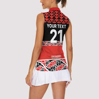 New Zealand Rugby Pacific Custom Women Sleeveless Polo Shirt Whatumoana Maori Kowhaiwhai Pattern LT9 - Polynesian Pride
