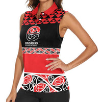 New Zealand Rugby Pacific Custom Women Sleeveless Polo Shirt Whatumoana Maori Kowhaiwhai Pattern LT9 - Polynesian Pride