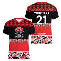 New Zealand Rugby Pacific Custom Women V-Neck T-Shirt Whatumoana Maori Kowhaiwhai Pattern LT9 - Polynesian Pride