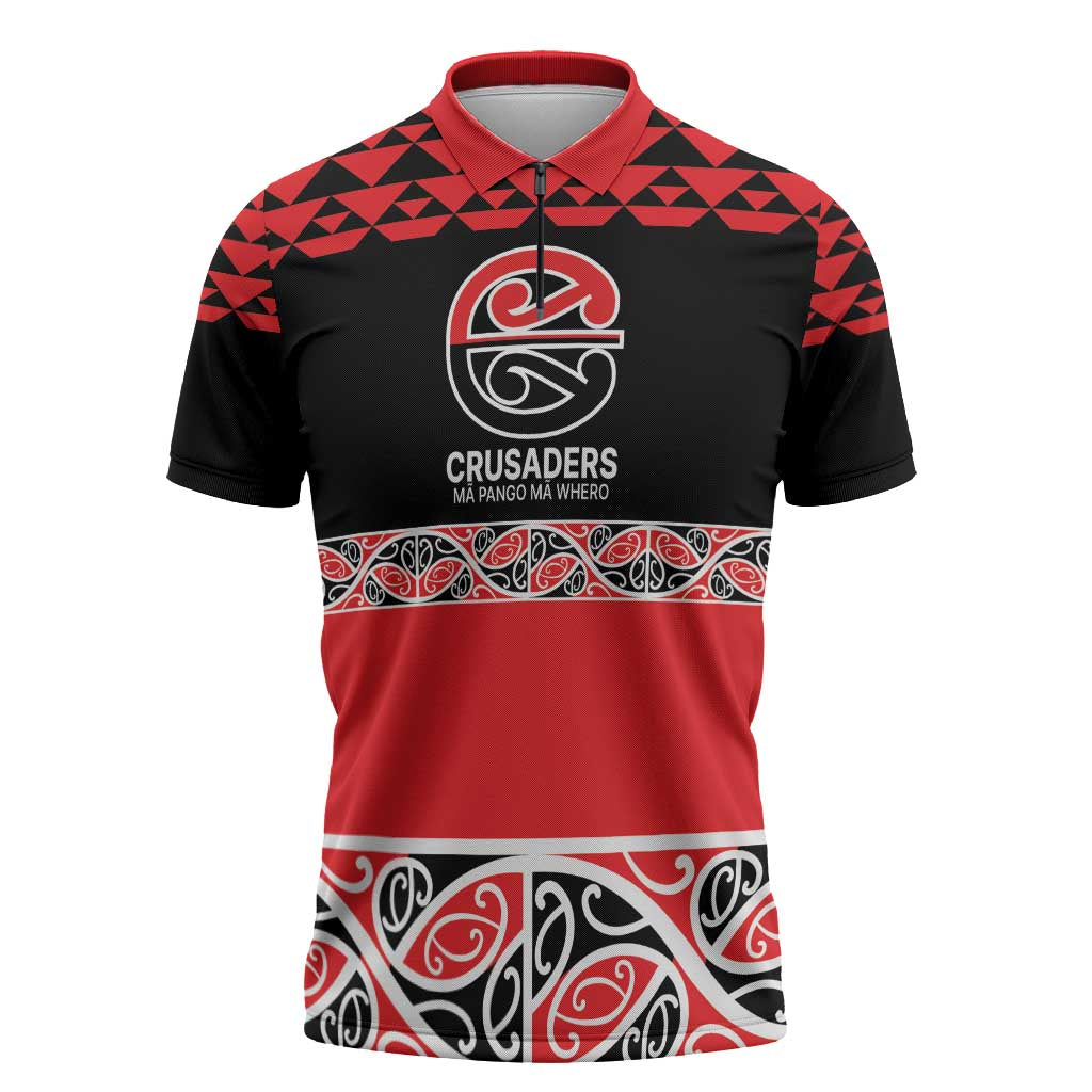 New Zealand Rugby Pacific Custom Zipper Polo Shirt Whatumoana Maori Kowhaiwhai Pattern - Polynesian Pride