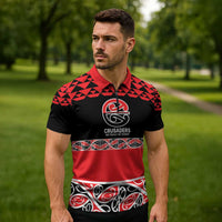 New Zealand Rugby Pacific Custom Zipper Polo Shirt Whatumoana Maori Kowhaiwhai Pattern LT9 - Polynesian Pride