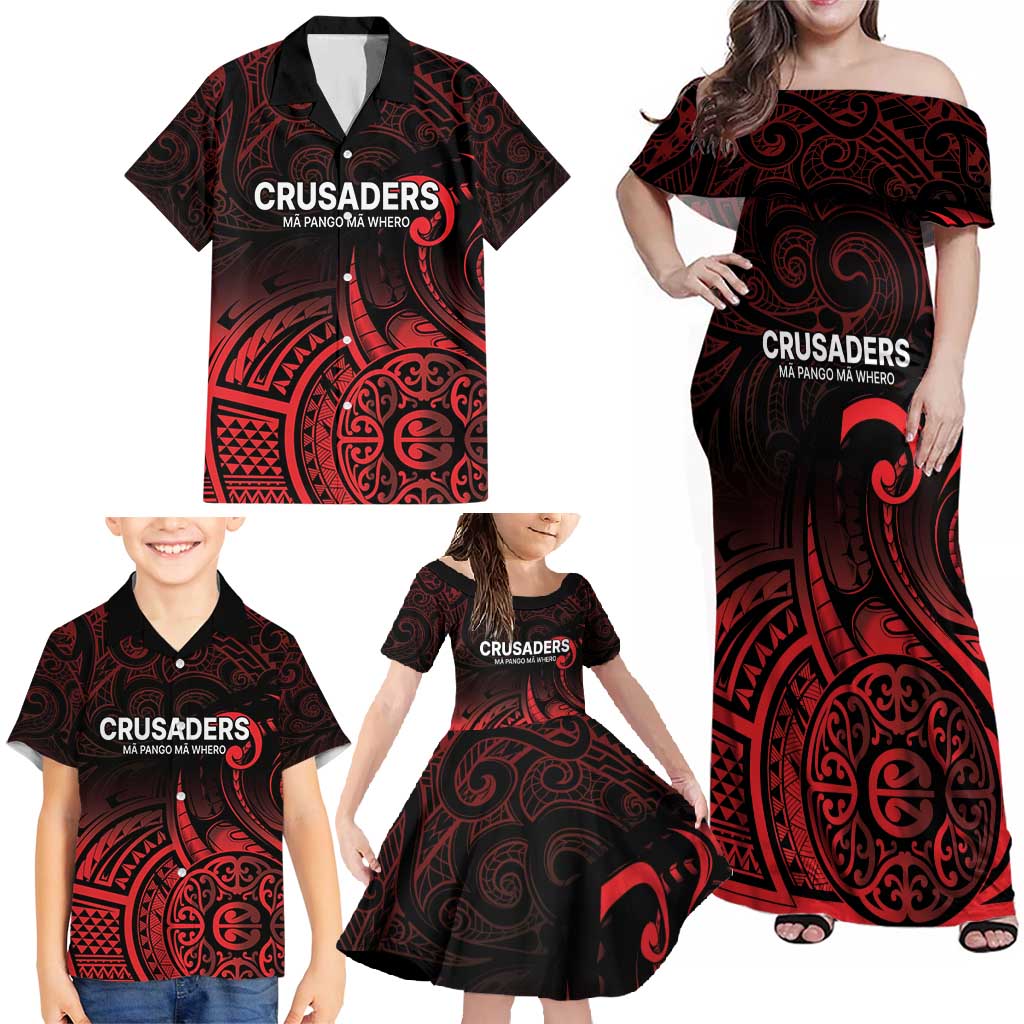 New Zealand Rugby Pacific Custom Family Matching Off Shoulder Maxi Dress and Hawaiian Shirt Whatumoana Maori Tribal Tattoo LT9 - Polynesian Pride