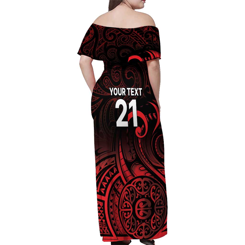 New Zealand Rugby Pacific Custom Family Matching Off Shoulder Maxi Dress and Hawaiian Shirt Whatumoana Maori Tribal Tattoo LT9 - Polynesian Pride