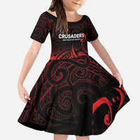 New Zealand Rugby Pacific Custom Family Matching Summer Maxi Dress and Hawaiian Shirt Whatumoana Maori Tribal Tattoo LT9 Daughter's Dress Gold - Polynesian Pride