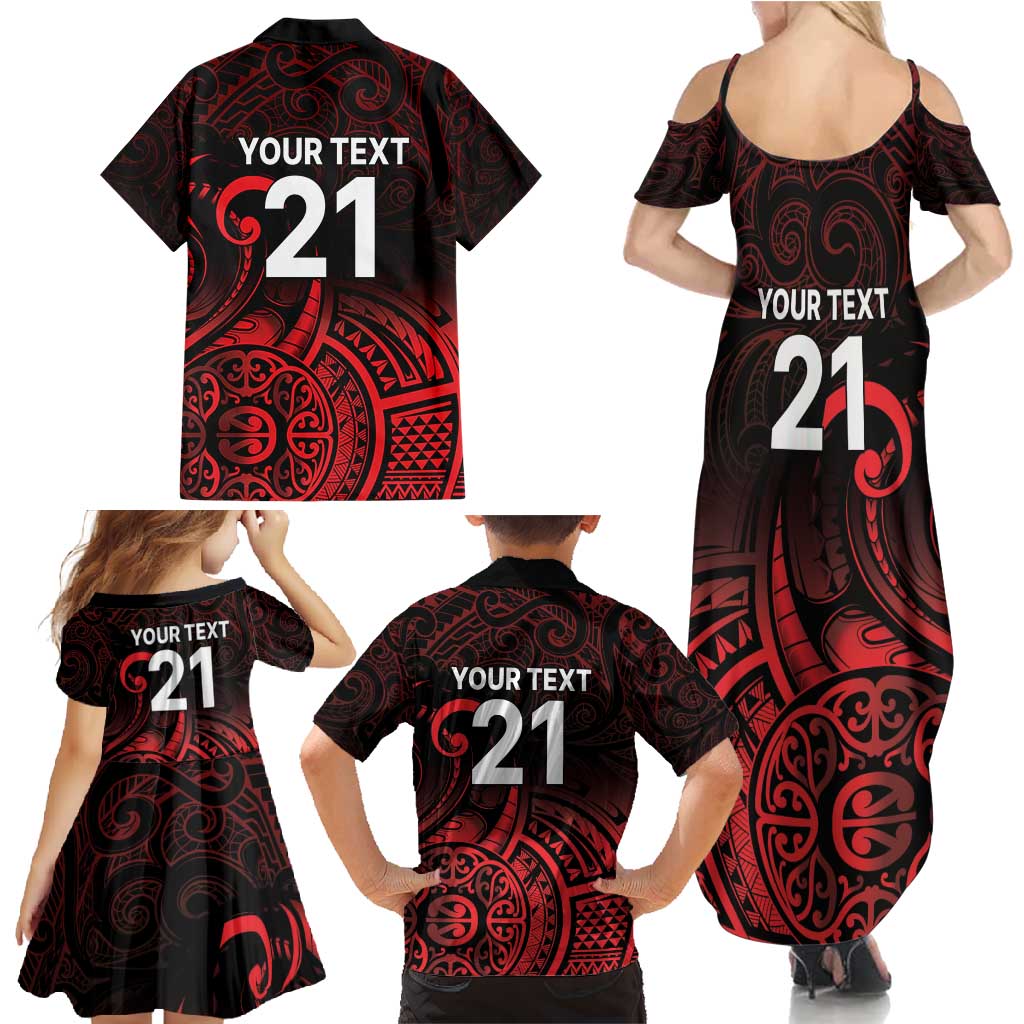 New Zealand Rugby Pacific Custom Family Matching Summer Maxi Dress and Hawaiian Shirt Whatumoana Maori Tribal Tattoo LT9 - Polynesian Pride