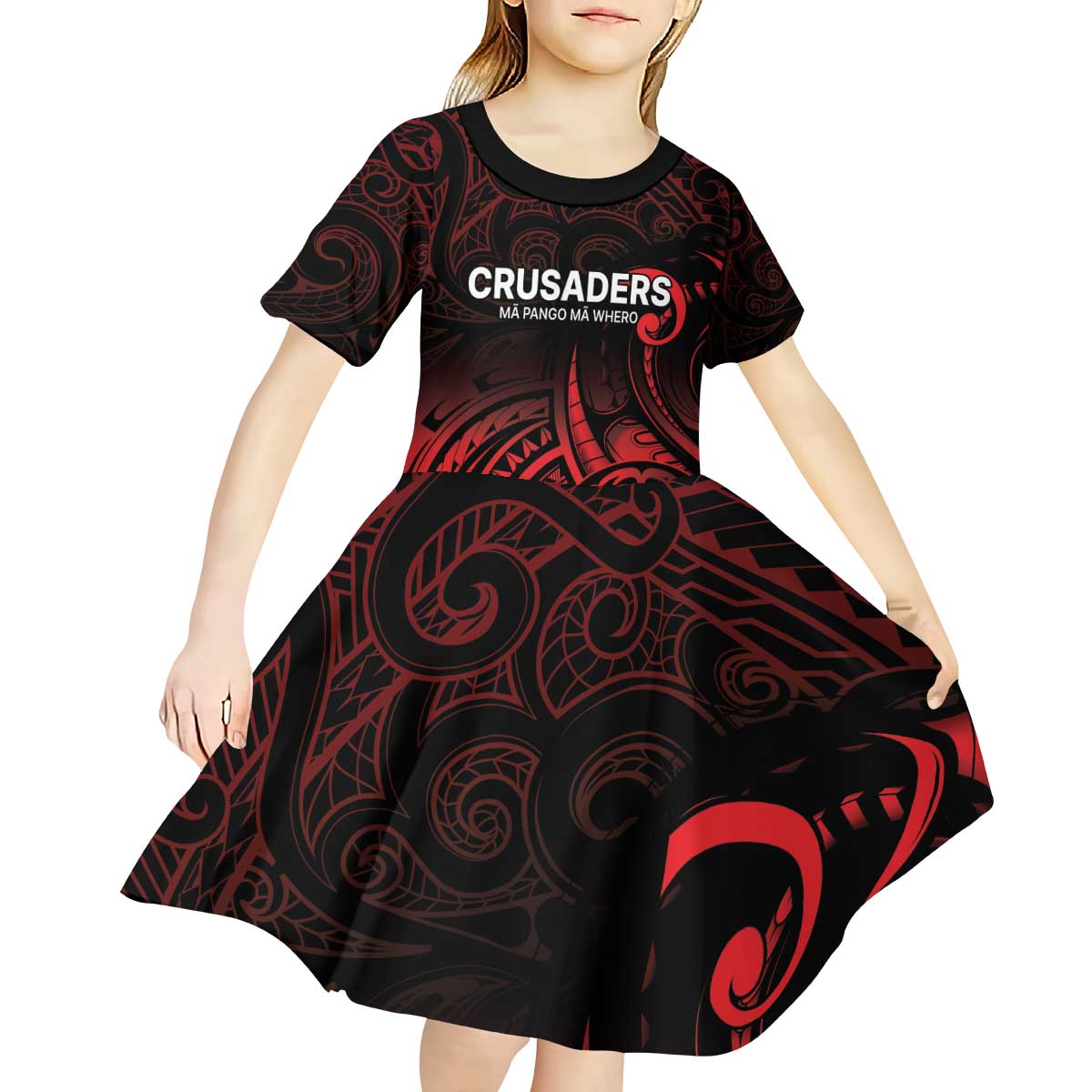 New Zealand Rugby Pacific Custom Kid Short Sleeve Dress Whatumoana Maori Tribal Tattoo LT9 - Polynesian Pride