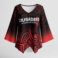 New Zealand Rugby Pacific Custom Kimono Sleeve Blouse Whatumoana Maori Tribal Tattoo LT9 Female Gold - Polynesian Pride