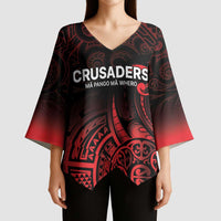 New Zealand Rugby Pacific Custom Kimono Sleeve Blouse Whatumoana Maori Tribal Tattoo LT9 - Polynesian Pride
