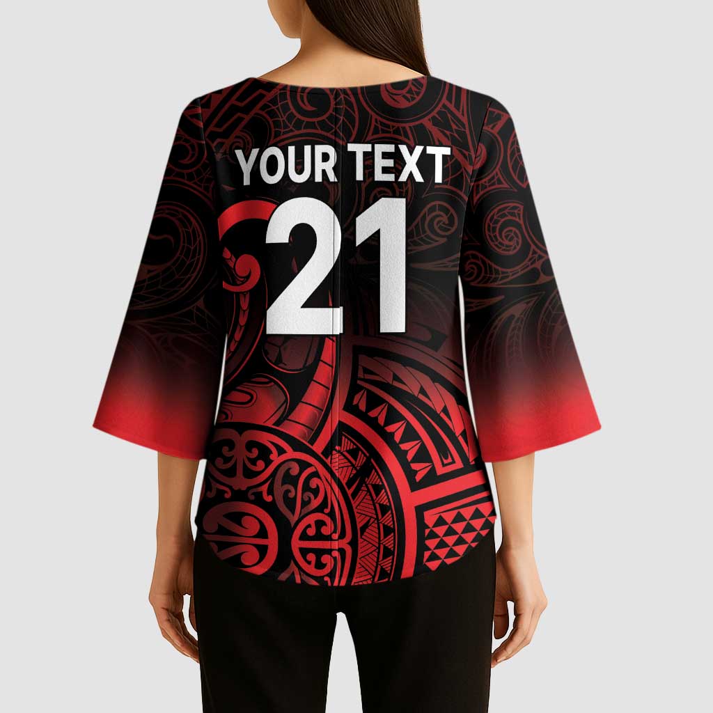 New Zealand Rugby Pacific Custom Kimono Sleeve Blouse Whatumoana Maori Tribal Tattoo LT9 - Polynesian Pride