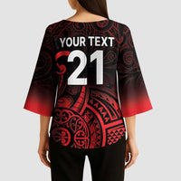 New Zealand Rugby Pacific Custom Kimono Sleeve Blouse Whatumoana Maori Tribal Tattoo LT9 - Polynesian Pride