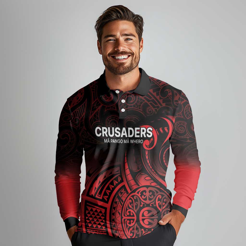 New Zealand Rugby Pacific Custom Long Sleeve Polo Shirt Whatumoana Maori Tribal Tattoo LT9 - Polynesian Pride