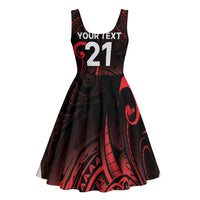 New Zealand Rugby Pacific Custom Midi Dress Whatumoana Maori Tribal Tattoo LT9 - Polynesian Pride