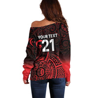 New Zealand Rugby Pacific Custom Off Shoulder Sweater Whatumoana Maori Tribal Tattoo LT9 - Polynesian Pride
