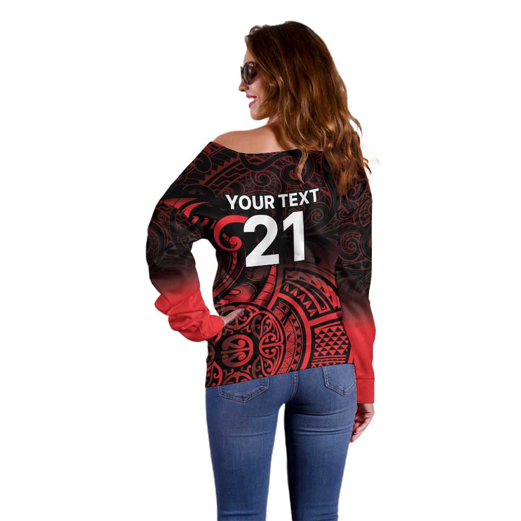 New Zealand Rugby Pacific Custom Off Shoulder Sweater Whatumoana Maori Tribal Tattoo LT9 - Polynesian Pride