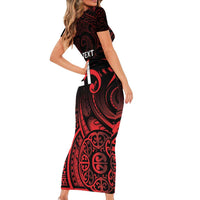 New Zealand Rugby Pacific Custom Short Sleeve Bodycon Dress Whatumoana Maori Tribal Tattoo LT9 - Polynesian Pride