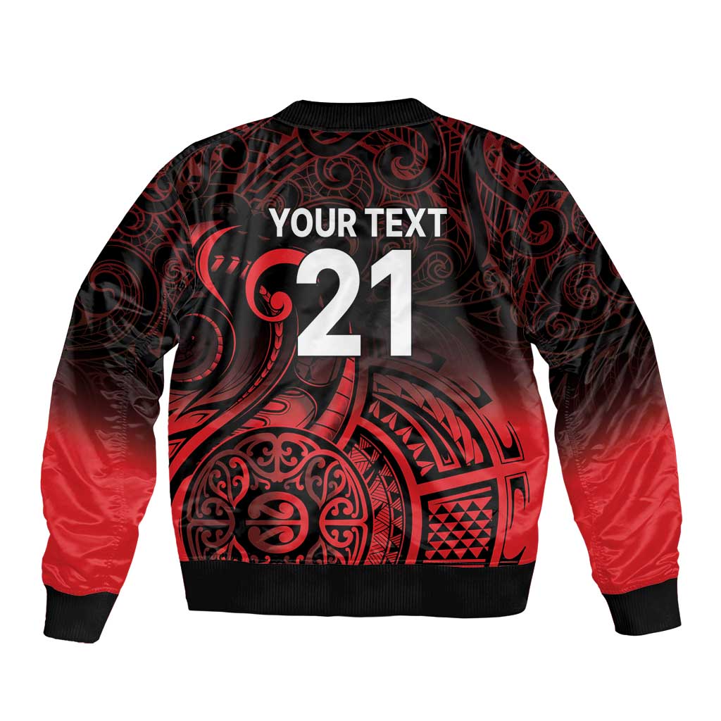 New Zealand Rugby Pacific Custom Sleeve Zip Bomber Jacket Whatumoana Maori Tribal Tattoo