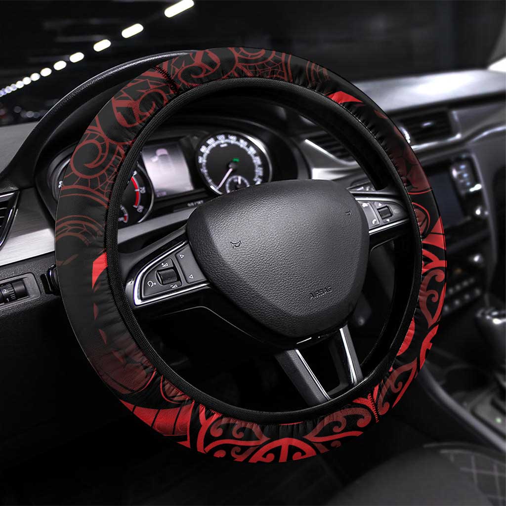 New Zealand Rugby Pacific Steering Wheel Cover Whatumoana Maori Tribal Tattoo