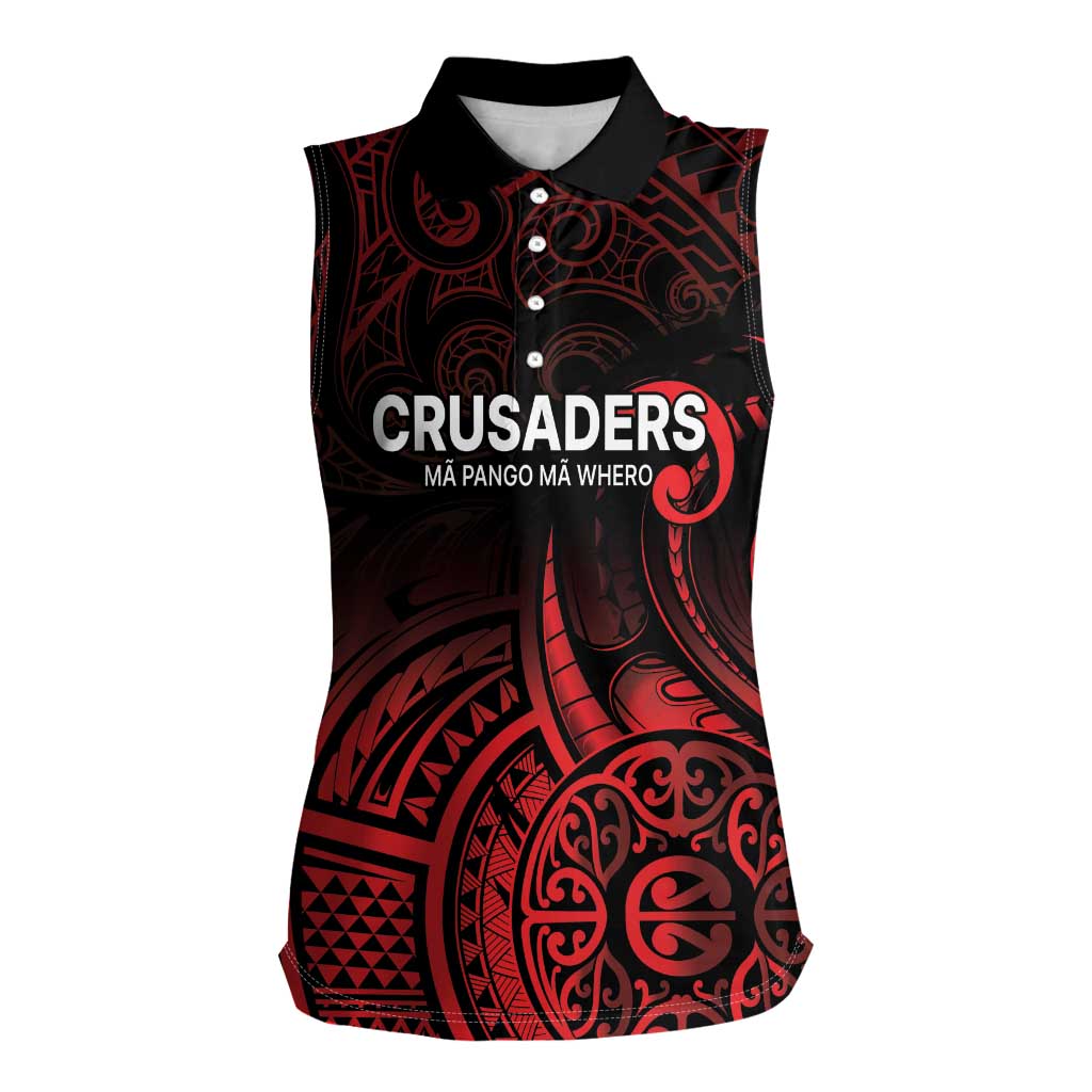 New Zealand Rugby Pacific Custom Women Sleeveless Polo Shirt Whatumoana Maori Tribal Tattoo LT9 Female Gold - Polynesian Pride