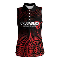 New Zealand Rugby Pacific Custom Women Sleeveless Polo Shirt Whatumoana Maori Tribal Tattoo LT9 Female Gold - Polynesian Pride