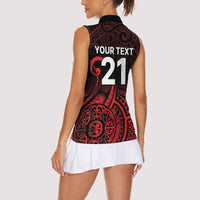 New Zealand Rugby Pacific Custom Women Sleeveless Polo Shirt Whatumoana Maori Tribal Tattoo LT9 - Polynesian Pride
