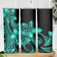 Polynesian Tribal Plumeria Flowers Skinny Tumbler Aqua Vibe LT9 - Polynesian Pride