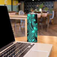 Polynesian Tribal Plumeria Flowers Skinny Tumbler Aqua Vibe LT9 - Polynesian Pride